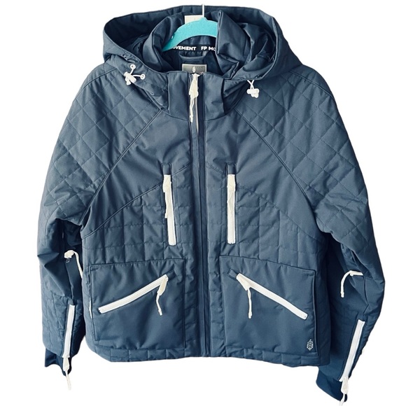 Free People Movement Quilted Ski Sm Blue Hooded Waterproof Primaloft Insulated - Picture 9 of 9